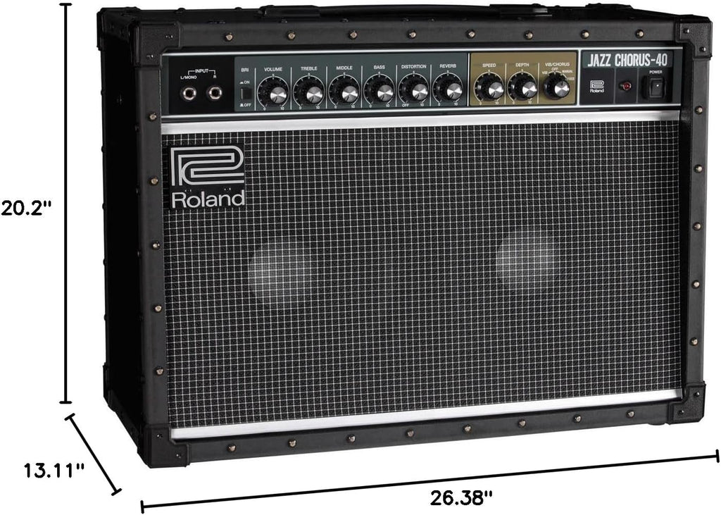 Roland JC-40 Jazz Chorus | Compact Guitar Amp | Iconic JC Clean Tone | Signature Dimensional Space Chorus Effect | Powerful 40-Watt Stereo Amp | Dual 10' Speakers | Enhances Pedals, Multi-FX & More
