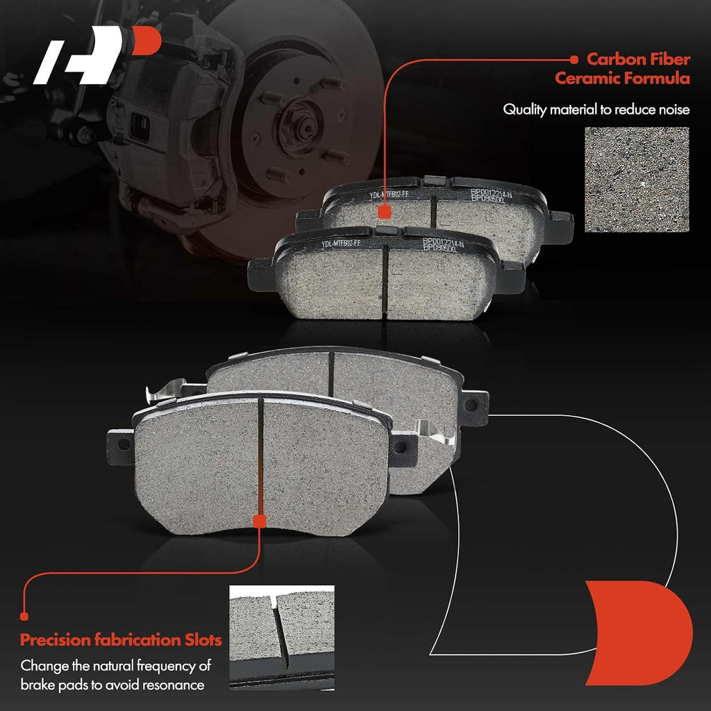 A-Premium Front and Rear Drilled and Slotted Disc Brake Rotors + Ceramic Pads Kit Compatible with Select Nissan & Infiniti Models - Murano 2003-2007/2009-2012, FX35/FX45 2003-2005, 12-PC Set