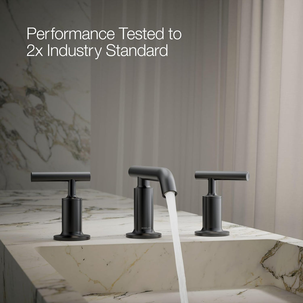 Kohler 14410-4-BL Purist® Widespread Bathroom Sink Faucet with Lever Handles, 1.2 gpm, Matte Black