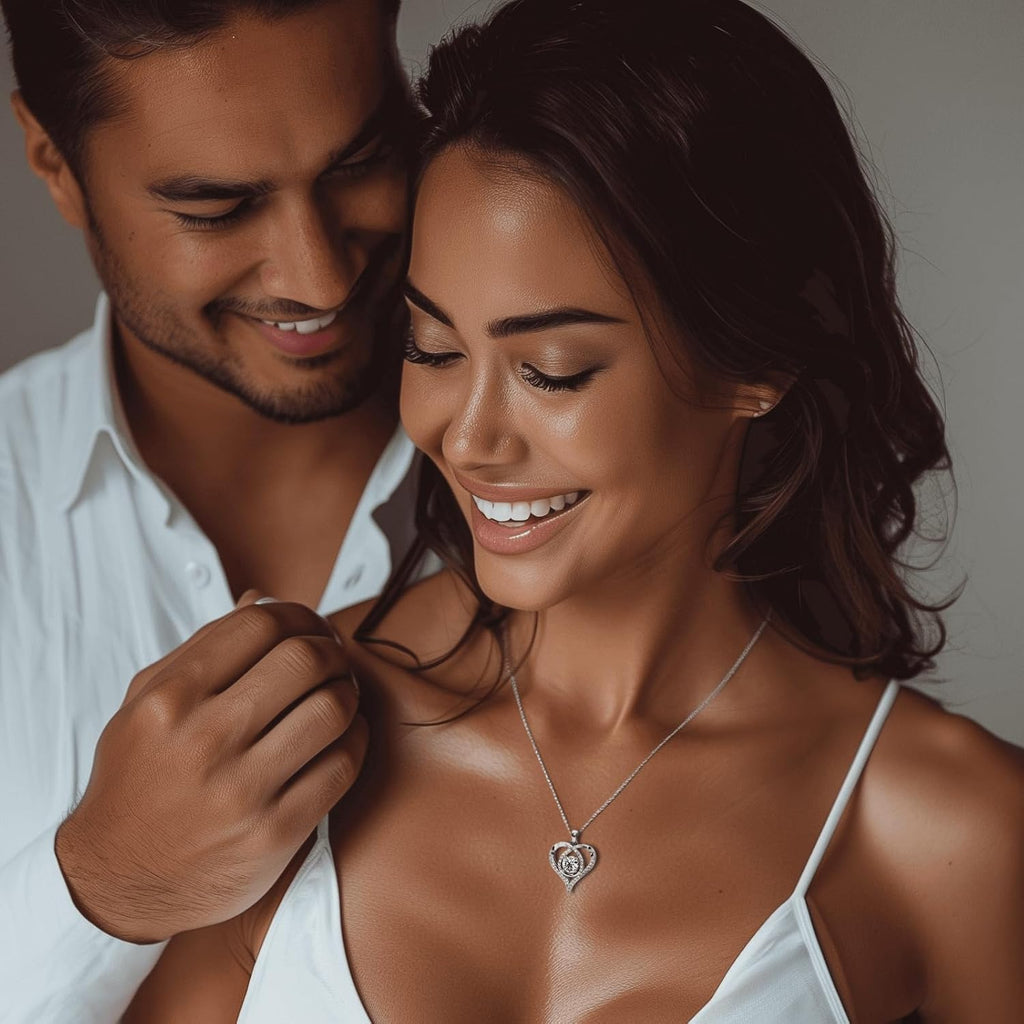 Heart Pendant Necklace for Her Moissanite Lab-Created Gem Jewelry for Women I Love You S925 Sterling Silver Gifts to Wife Girlfriend Mom Daughter Anniversary Birthday Christmas Valentines Day