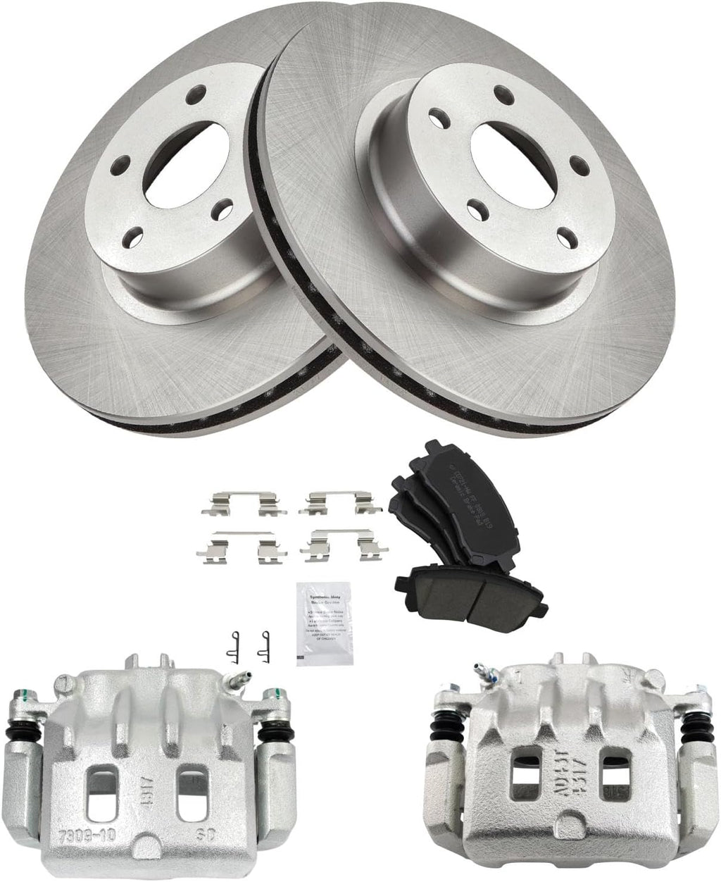 TRQ Front Brake Pad and Rotor Set Ceramic Vented Rotors Calipers Compatible with 2000 Subaru Outback