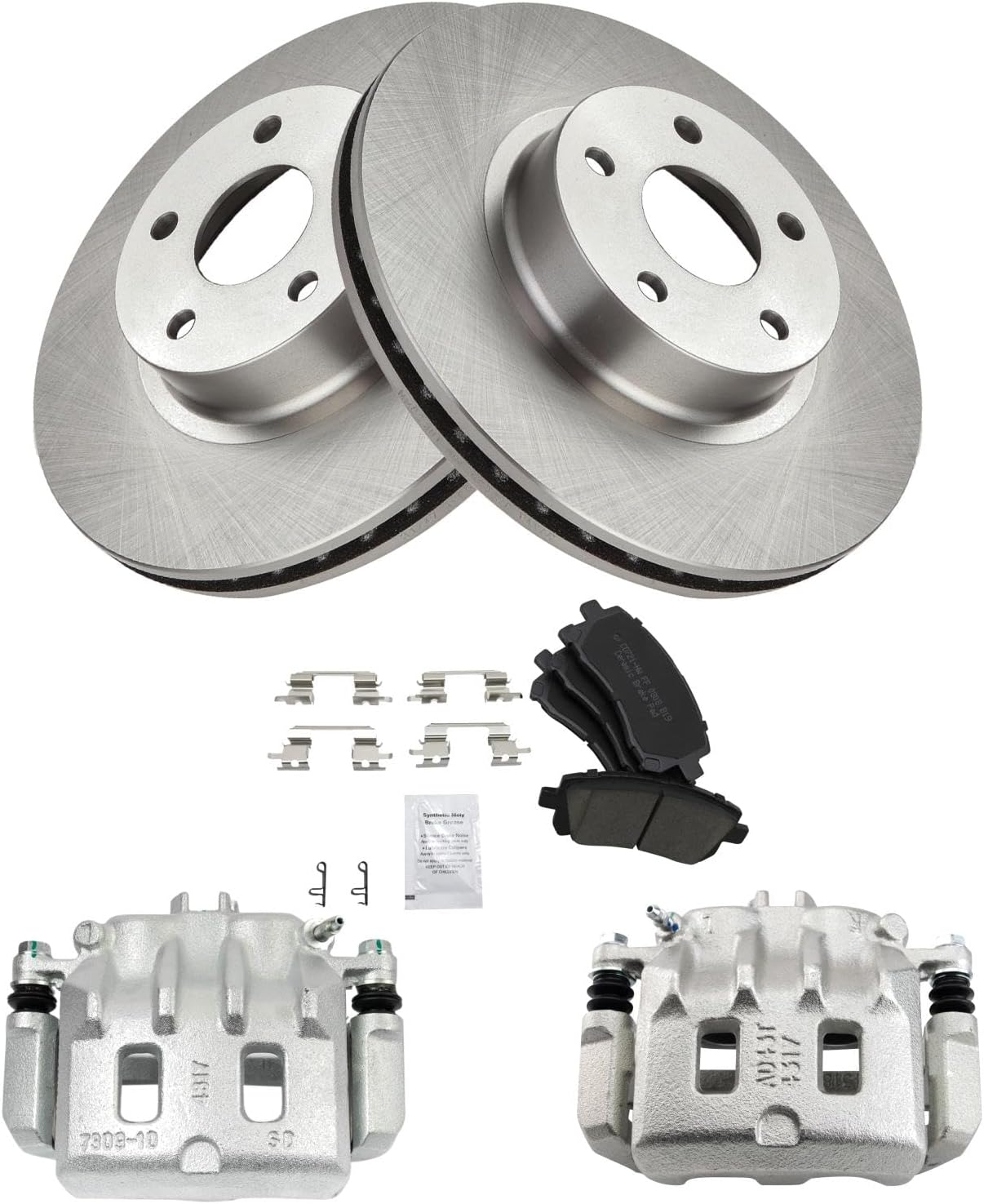 TRQ Front Brake Pad and Rotor Set Ceramic Vented Rotors Calipers Compatible with 2000 Subaru Outback
