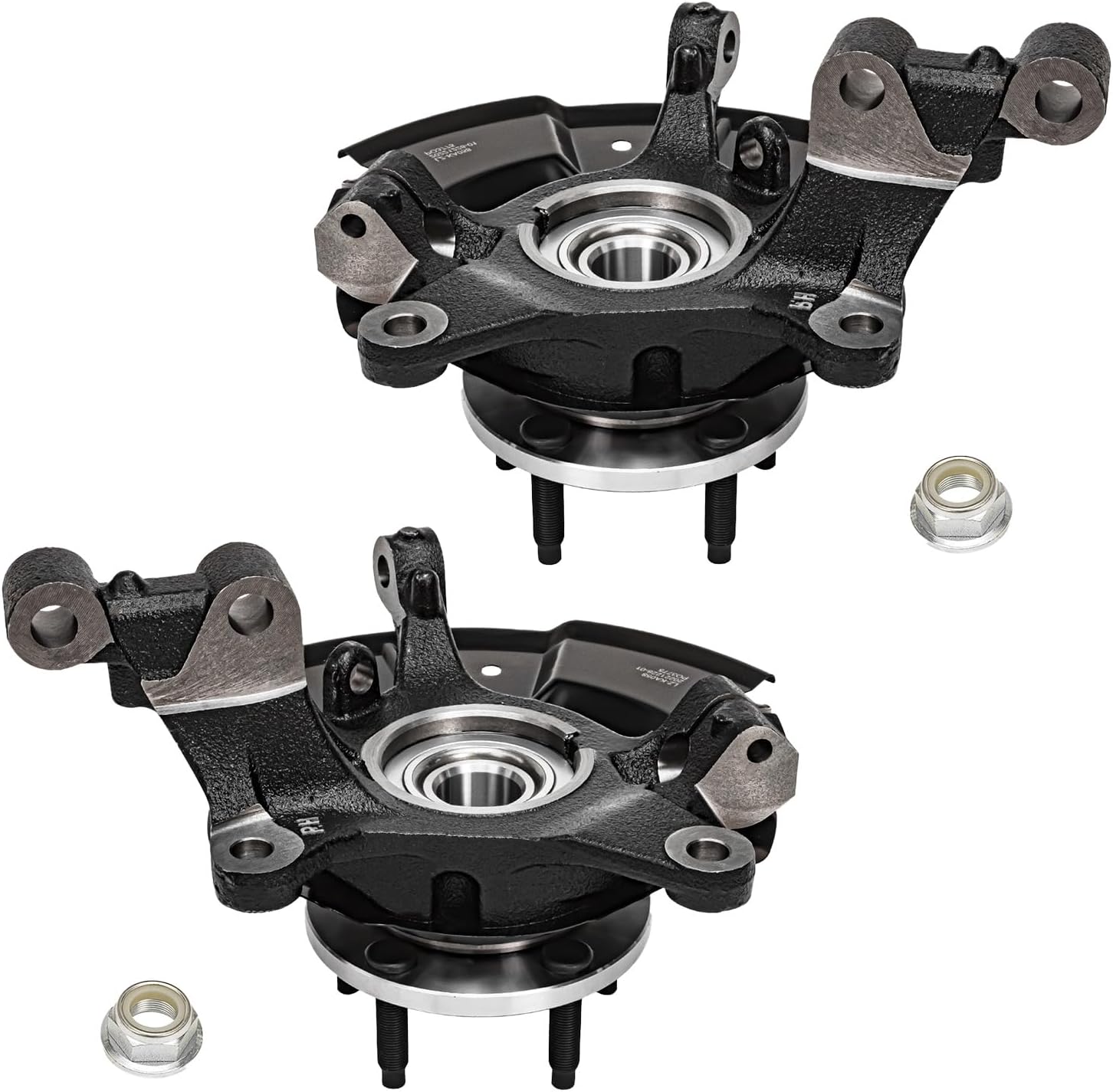 Detroit Axle - Front Steering Knuckles w/Wheel Hub Bearings Assembly + Disc Brake Rotors Ceramic Pads Replacement for 2011-2014 Ford Edge - 6pc Set