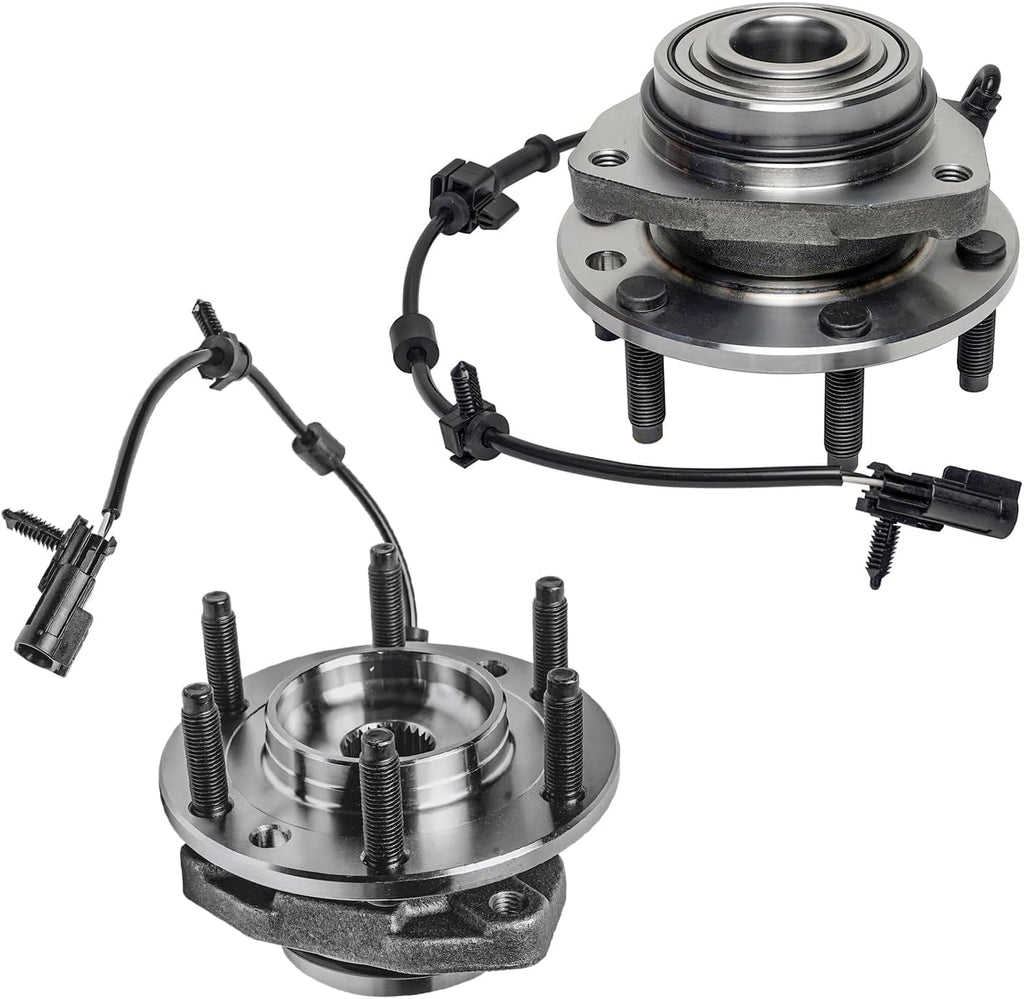 Detroit Axle - Front Brake Kit Wheel Bearing Hubs for Chevy Trailblazer GMC Envoy Buick Rainier Disc Brake Rotors Ceramic Brakes Pads Wheel Bearing Hubs Assembly Replacement [12.80 inch Rotors]