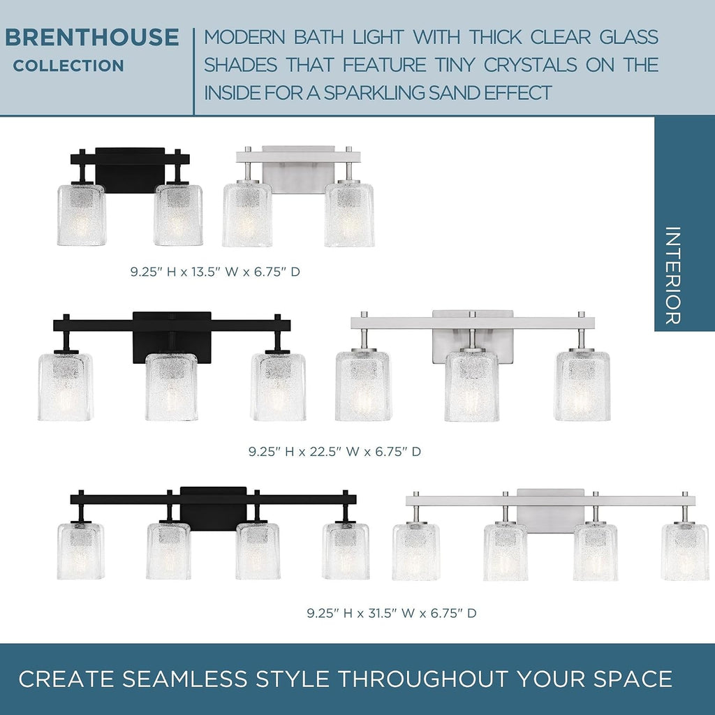 Quoizel Brenthouse Bath Vanity Light, 13.5 Inch 2-Light Bathroom Fixture, Brushed Nickel Modern Industrial Light, 100W Max, for Bathroom, Bedroom or Kitchen
