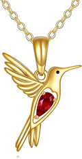 DOVRAN Real Solid Gold Birthstone Butterfly/Dragonfly/Bee/Hummingbird Necklace for Women Yellow Gold Animal Pendant for Christmas Dainty Jewelry Birthday Gifts for Mom Wife