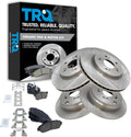 TRQ Front and Rear Brake Pad and Rotor Set Ceramic Vented Rotors Compatible with 2010-2012 Acura RDX 2007-2011 Honda CR-V