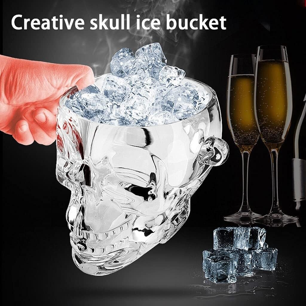 Skull Design Insulated Ice Bucket for Parties – Plastic Wine Cooler with Ice Holder, Ideal for Home, KTV, Bar, and More