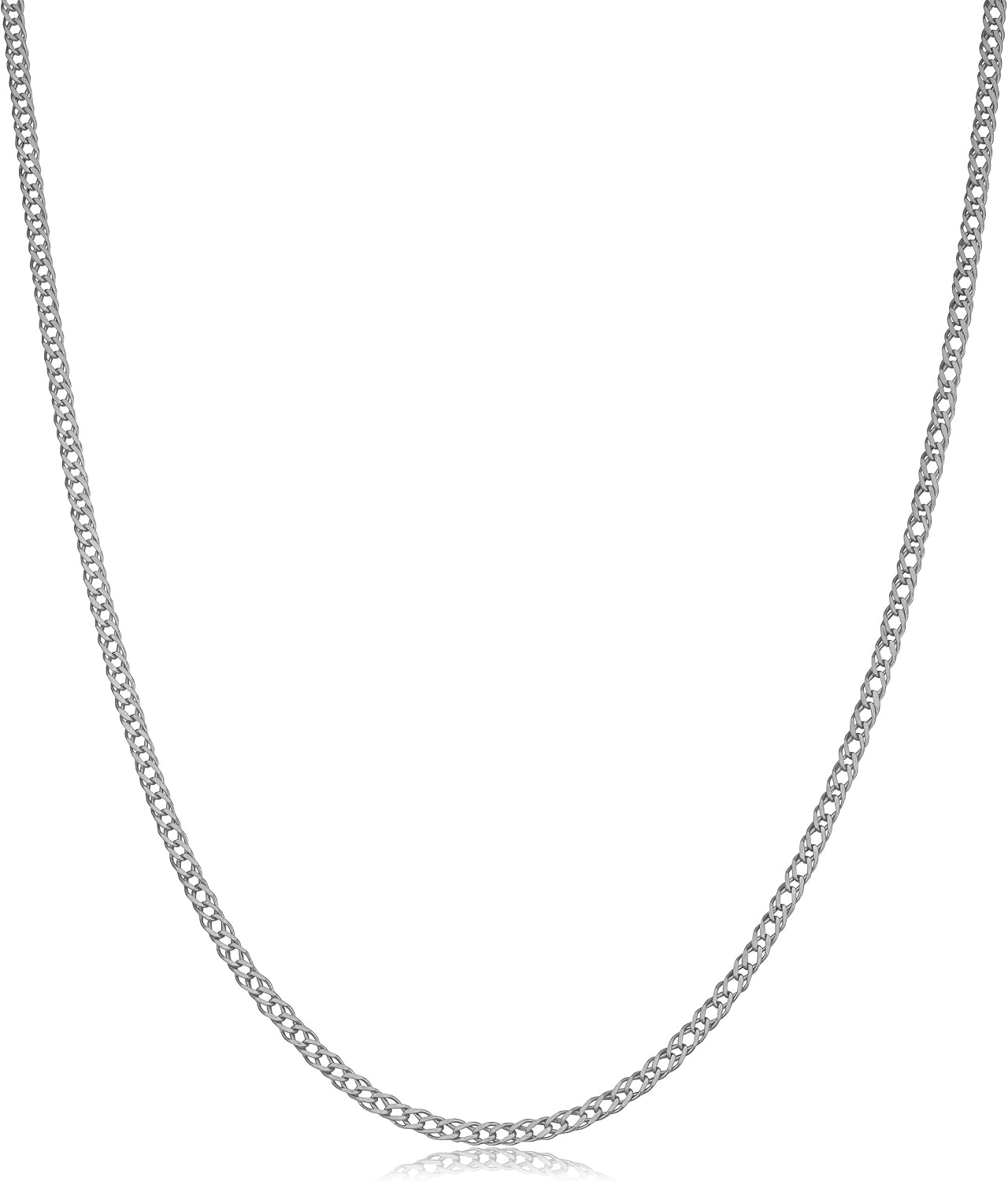 Kooljewelry 14k White Gold 2 mm Diamond Weave Chain Necklace (16, 18, 20, 22, 24, 26 or 30 inch)