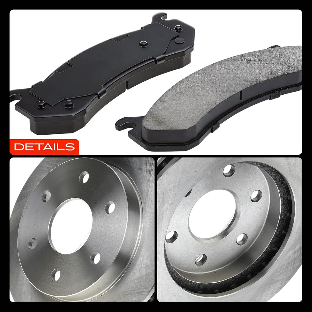A-Premium 12.00 inch (304.70mm) Front Vented Disc Brake Rotors + Ceramic Pads Kit Compatible with Cadillac, Chevy & GMC Models - Escalade (EXT/ESV), Silverado, Tahoe, Express, Suburban, Sierra, Yukon