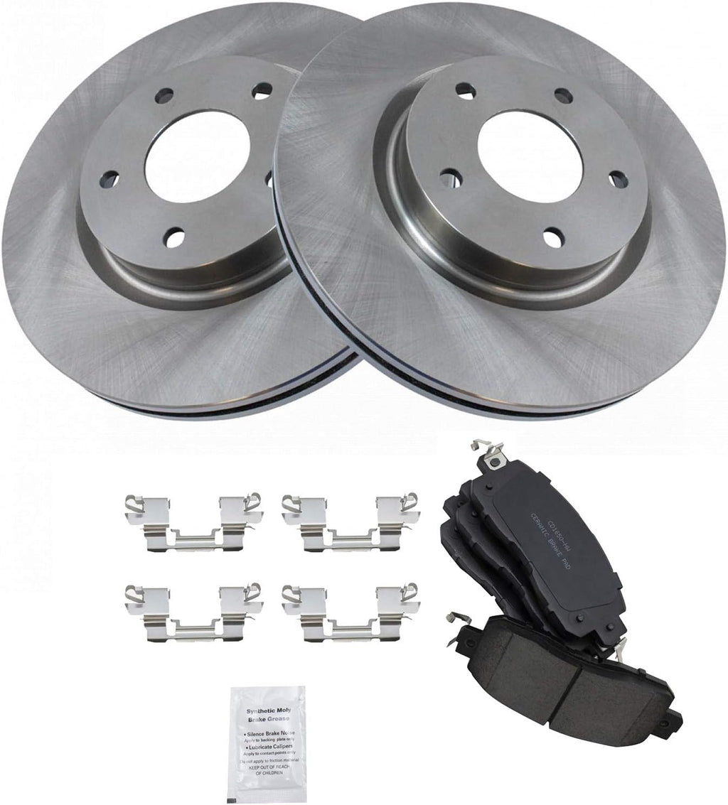 TRQ Front Brake Pad and Rotor Set Ceramic Vented Rotors Compatible with 2013-2023 Nissan Altima