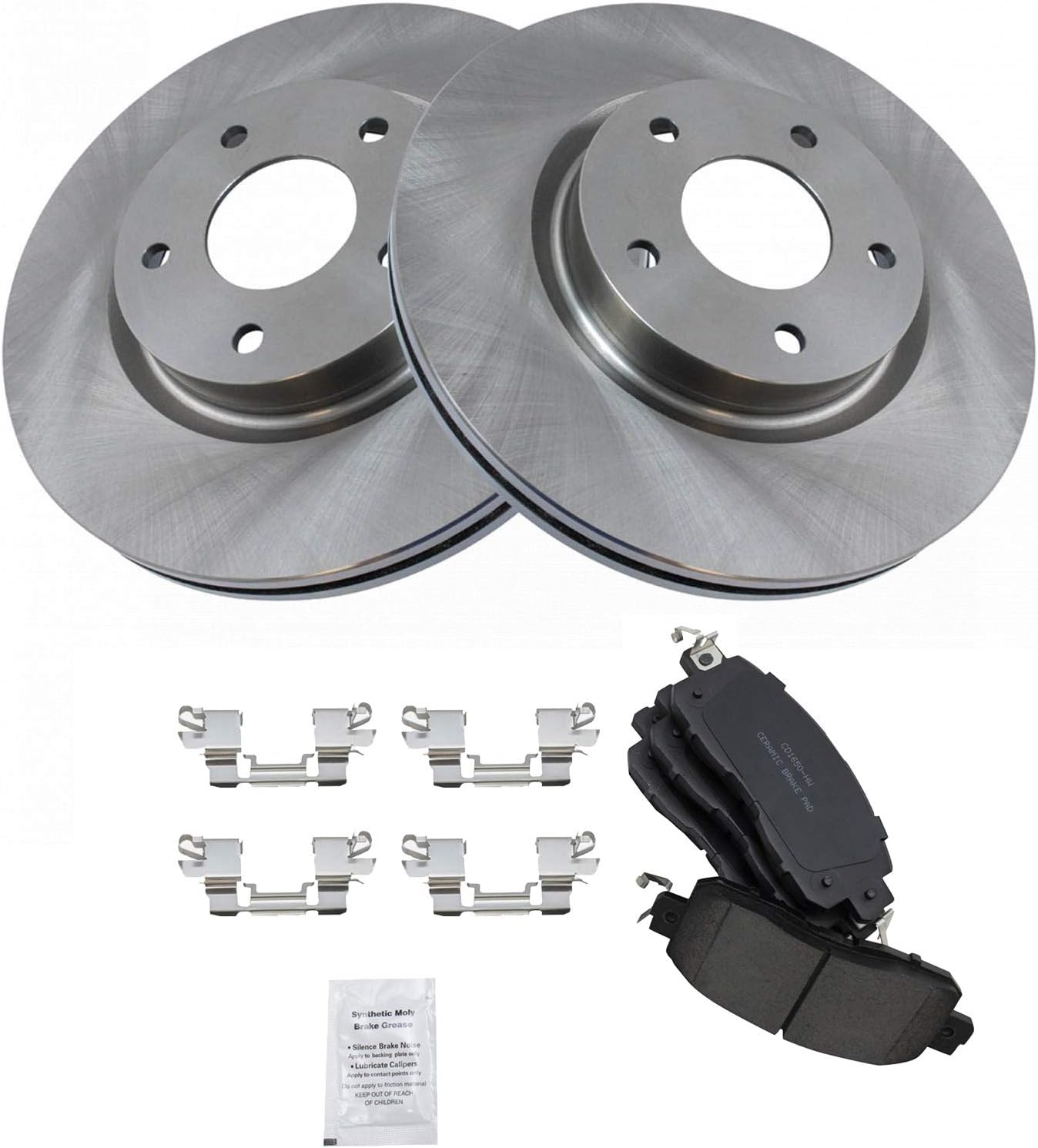 TRQ Front Brake Pad and Rotor Set Ceramic Vented Rotors Compatible with 2013-2023 Nissan Altima