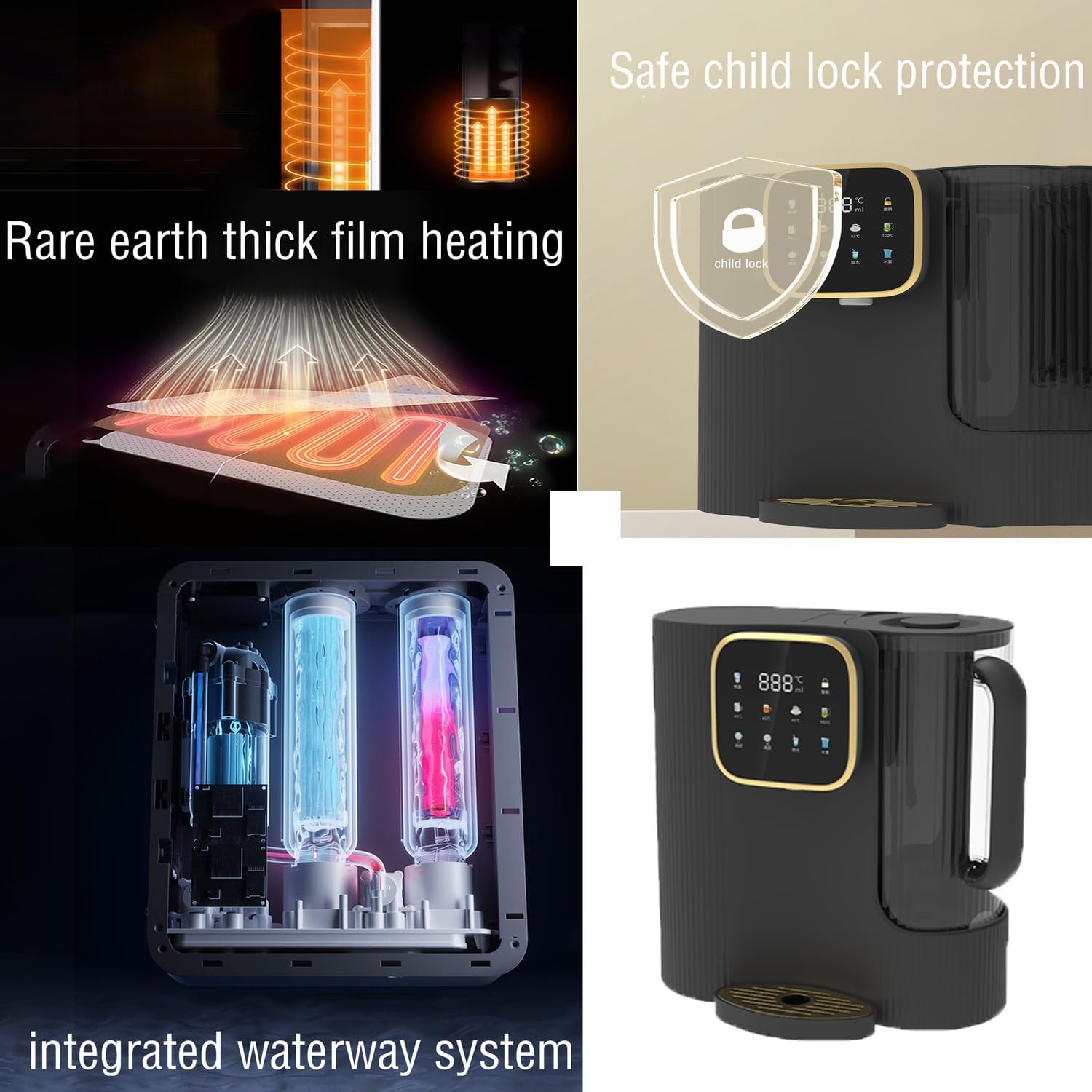 Smart Electric Kettle 热水壶Desktop Installation-Free Instant hot Water Dispenser 2L Capacity Kettle Thick Film Heating