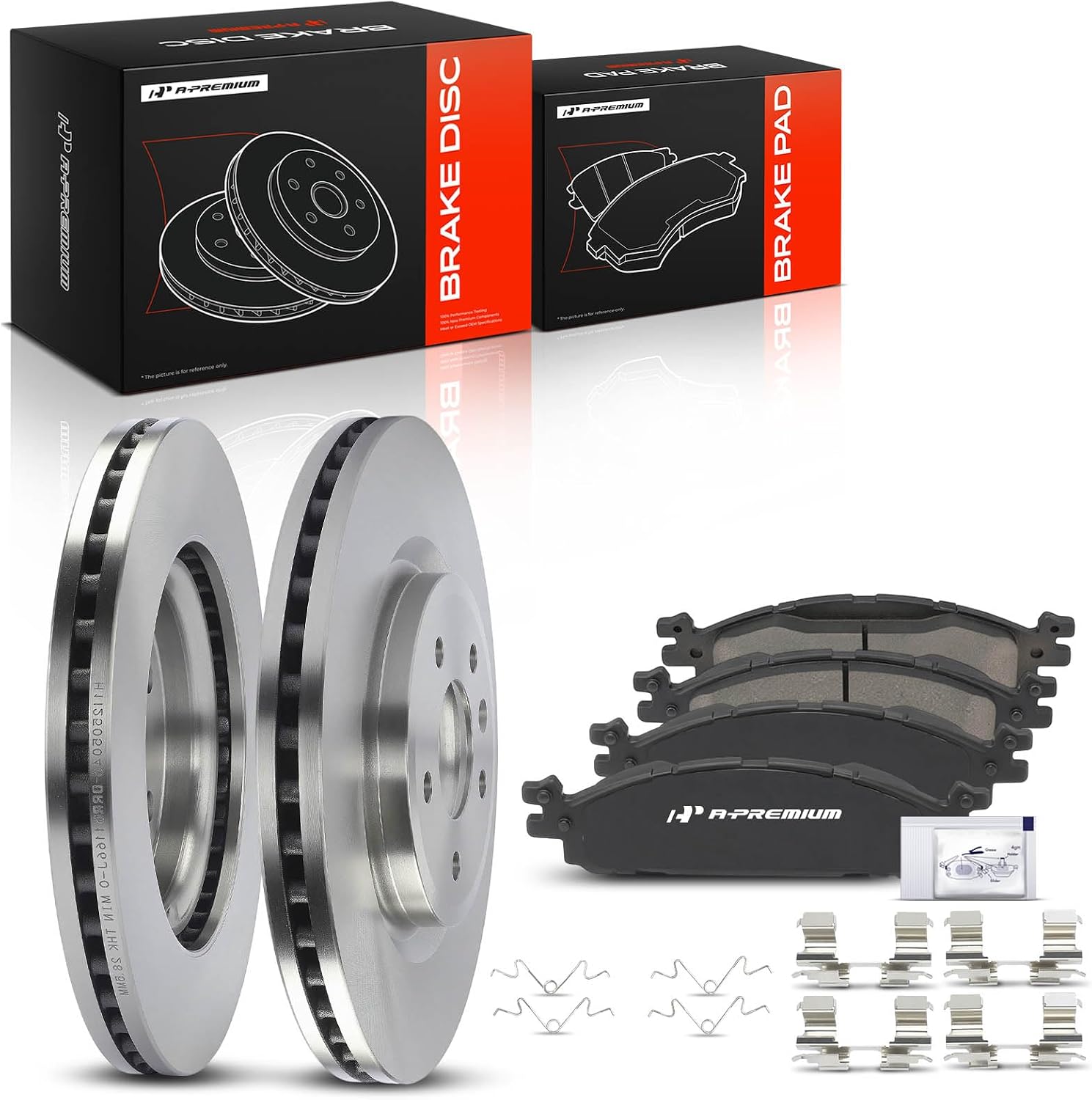 A-Premium 12.8 inch (325mm) Front Vented Disc Brake Rotors + Ceramic Pads Kit Compatible with Select Ford, Lincoln Models - Explorer 2011-2019, Taurus/MKT 2010-2019, Flex 2009-2019, MKS 2009-2012