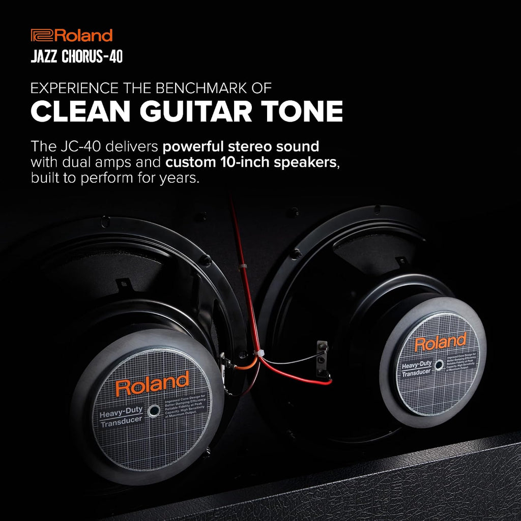 Roland JC-40 Jazz Chorus | Compact Guitar Amp | Iconic JC Clean Tone | Signature Dimensional Space Chorus Effect | Powerful 40-Watt Stereo Amp | Dual 10' Speakers | Enhances Pedals, Multi-FX & More