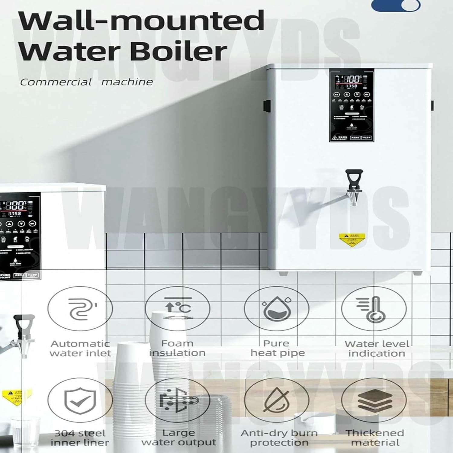 Instant Hot Water Dispenser,50L/60L/ 80L ot Water Dispenser Automatic Commercial Hot Water Pot,Wall-Mounted Boiler(50L)
