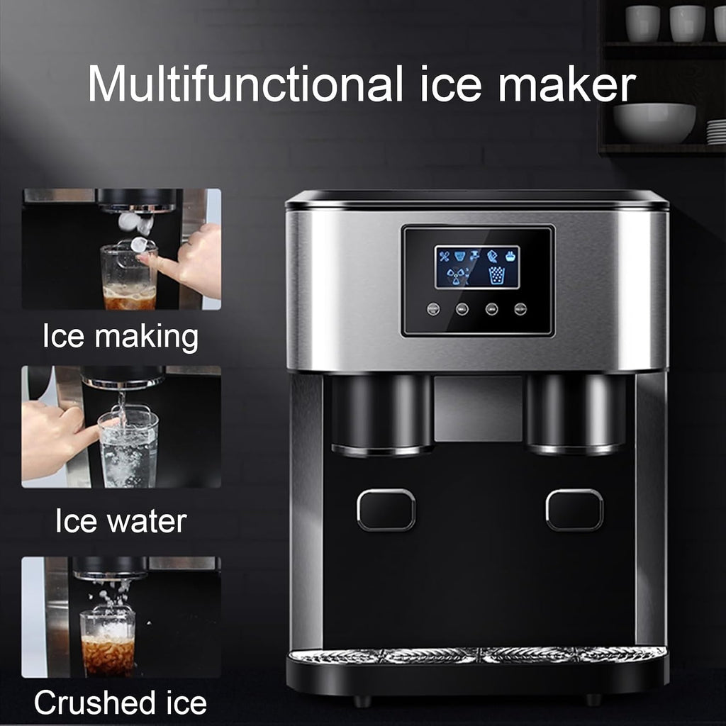 3-in-1 Portable Water Cooler Dispenser Built-in Ice Maker Countertop Crushed Ice Water Dispenser Multi-function for Home Office 34 * 45.5 * 45.5cm(Black)