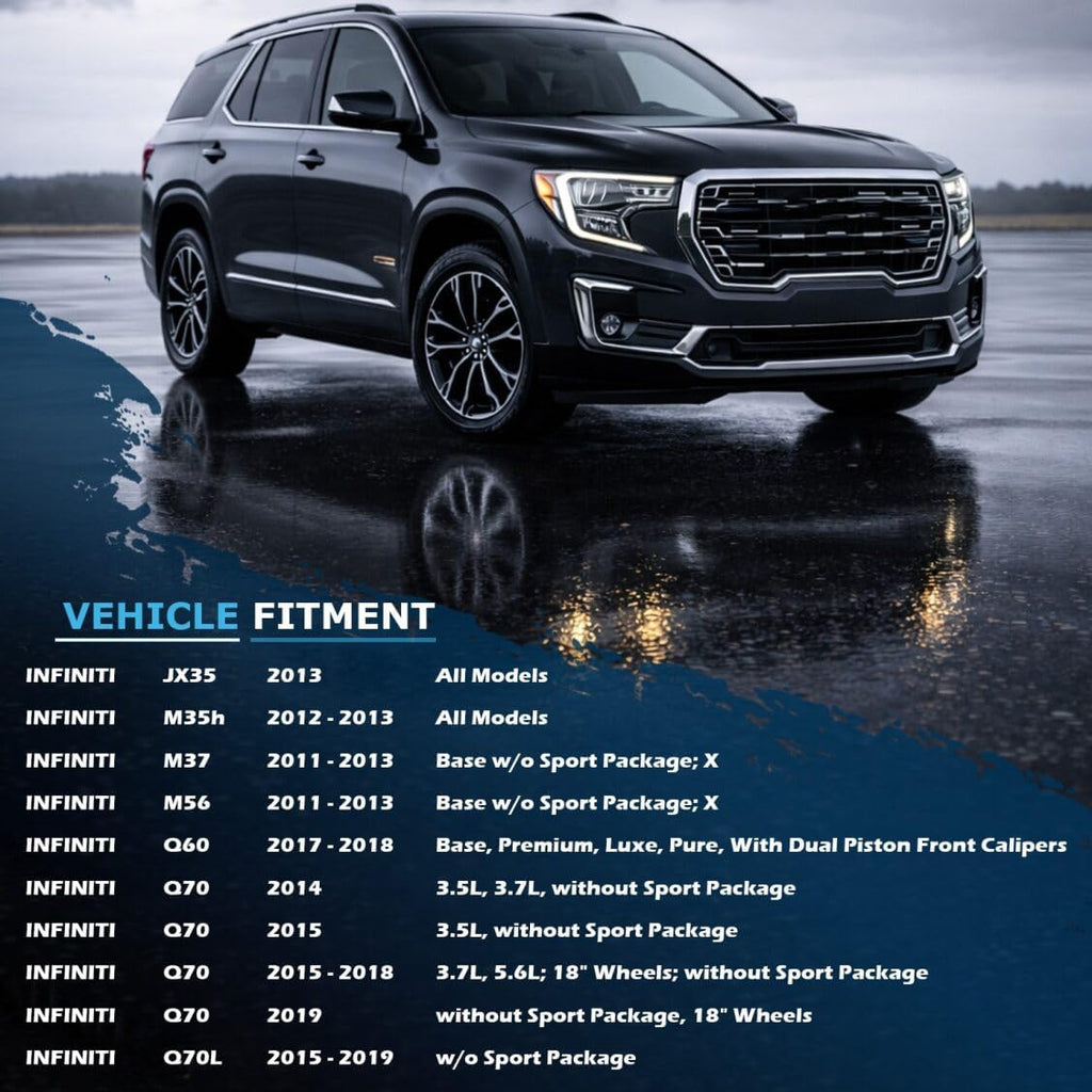 Detroit Axle - Rear Brake Kit for Infiniti JX35 M35H M37 M56 QX60 Nissan Quest Murano Pathfinder Drilled and Slotted Brake Rotors Ceramic Brakes Pads Brake Caipers Replacement: 12.13' inch Rear Rotors