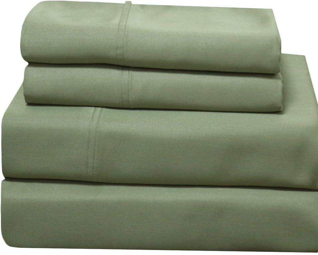 Solid 600-Thread-Count, 100-Percent Bamboo Viscose, Super Soft and Cool California King Bed Sheets Set, Calliste Green