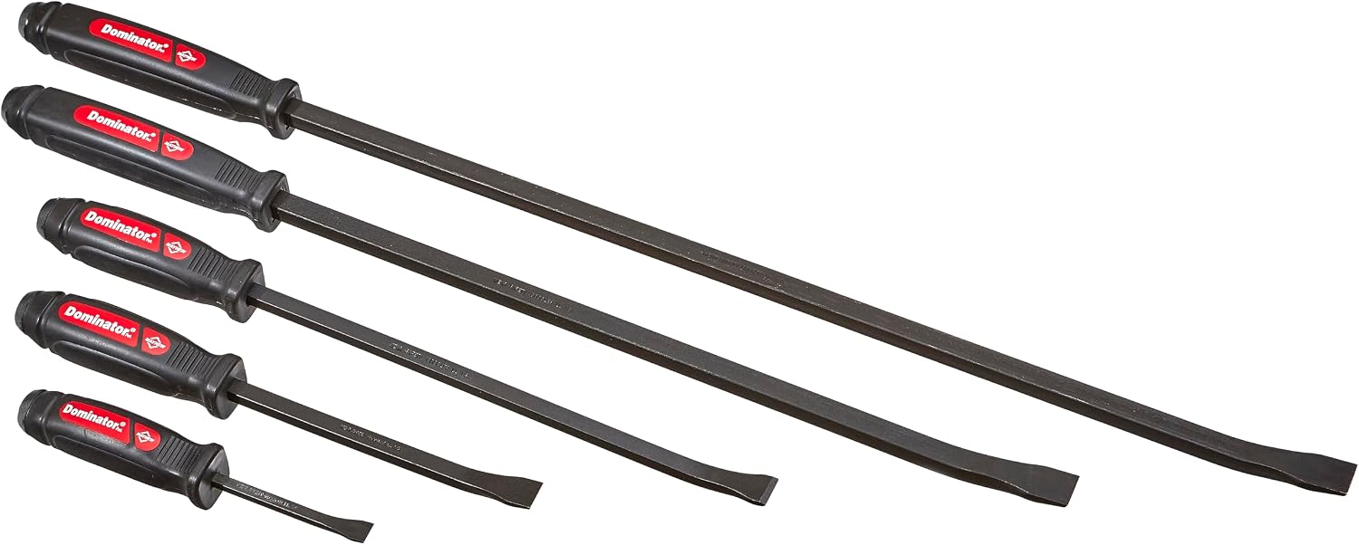 Mayhew Tools 61366 Dominator Curved Pry Bar Set, Red, 5-Piece