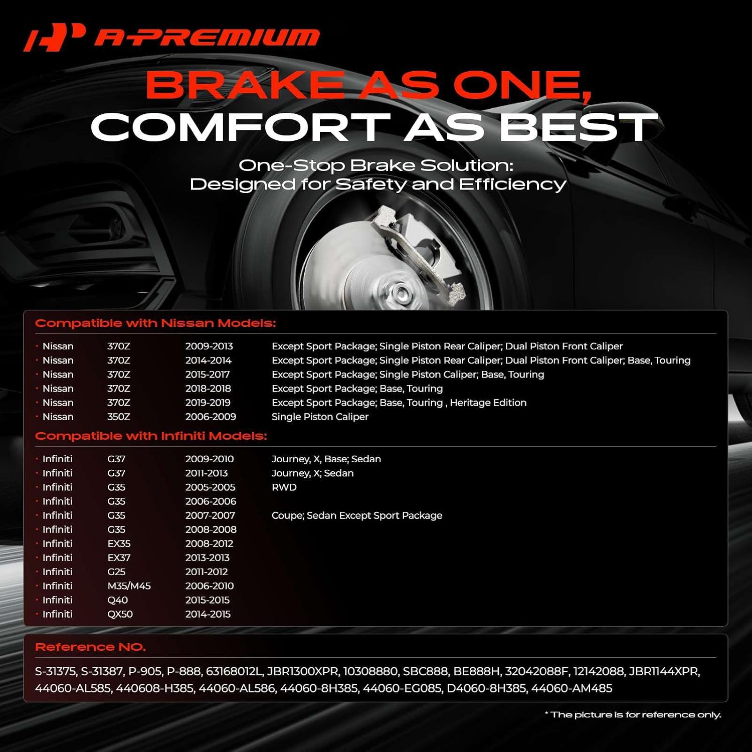 A-Premium Front & Rear Drilled and Slotted Disc Brake Rotors + Ceramic Pads Kit Compatible with Select Nissan and Infiniti Models - 370Z, 350Z, G37, G35, EX35, EX37, G25, M35, M45, Q40, 12-PC Set
