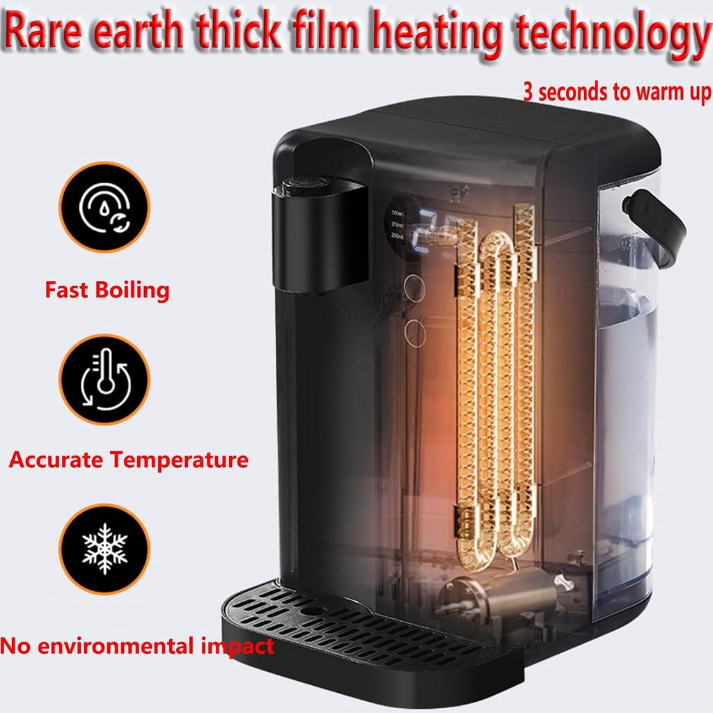 Split Water Dispenser, Portable Countertop Water Purifier with Drainage Hose, 3s Instant Heat Heater, for Kitchen, Bedroom, RV and Office (Color : Black, Size : 9.4 * 7.2 * 11.8inch)