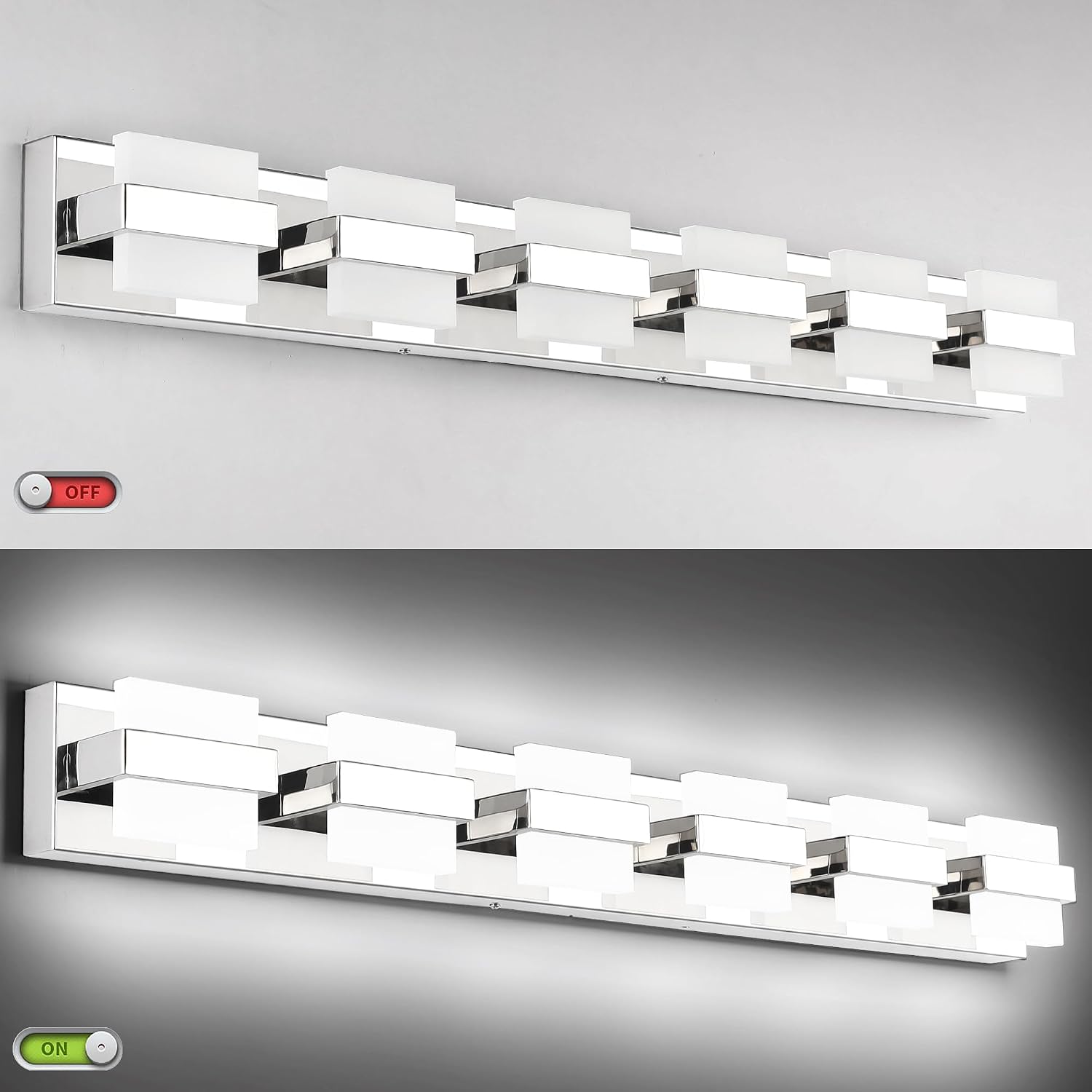 SOLFART Adjustable 6 Lights Black Bathroom Vanity Light Modern LED Vanity Light Fixtures Bathroom Lighting Fixtures for Mirror 41 inch 5 Color Dimmable 5CCT