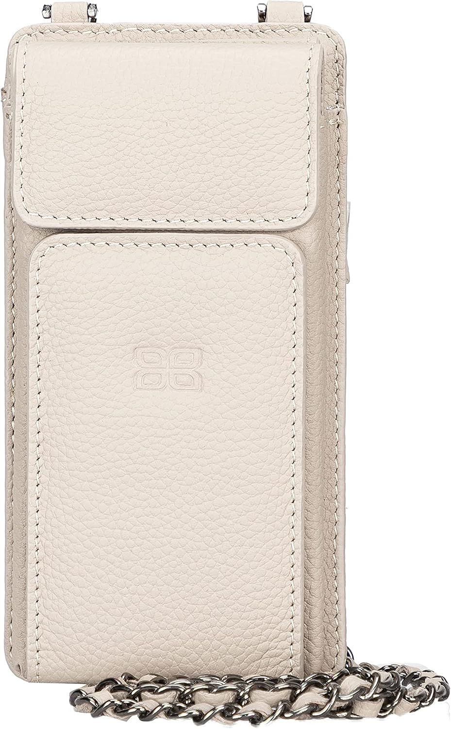Crossbody Women Wallet fits iPhone 16 Pro MAX / 17 Pro MAX and All Mobile Devices up to 6.9' - Zippered Women Purse, Shoulder Bag with Card Holder, Pocket & Chain Strap, Trendy (Platinum)