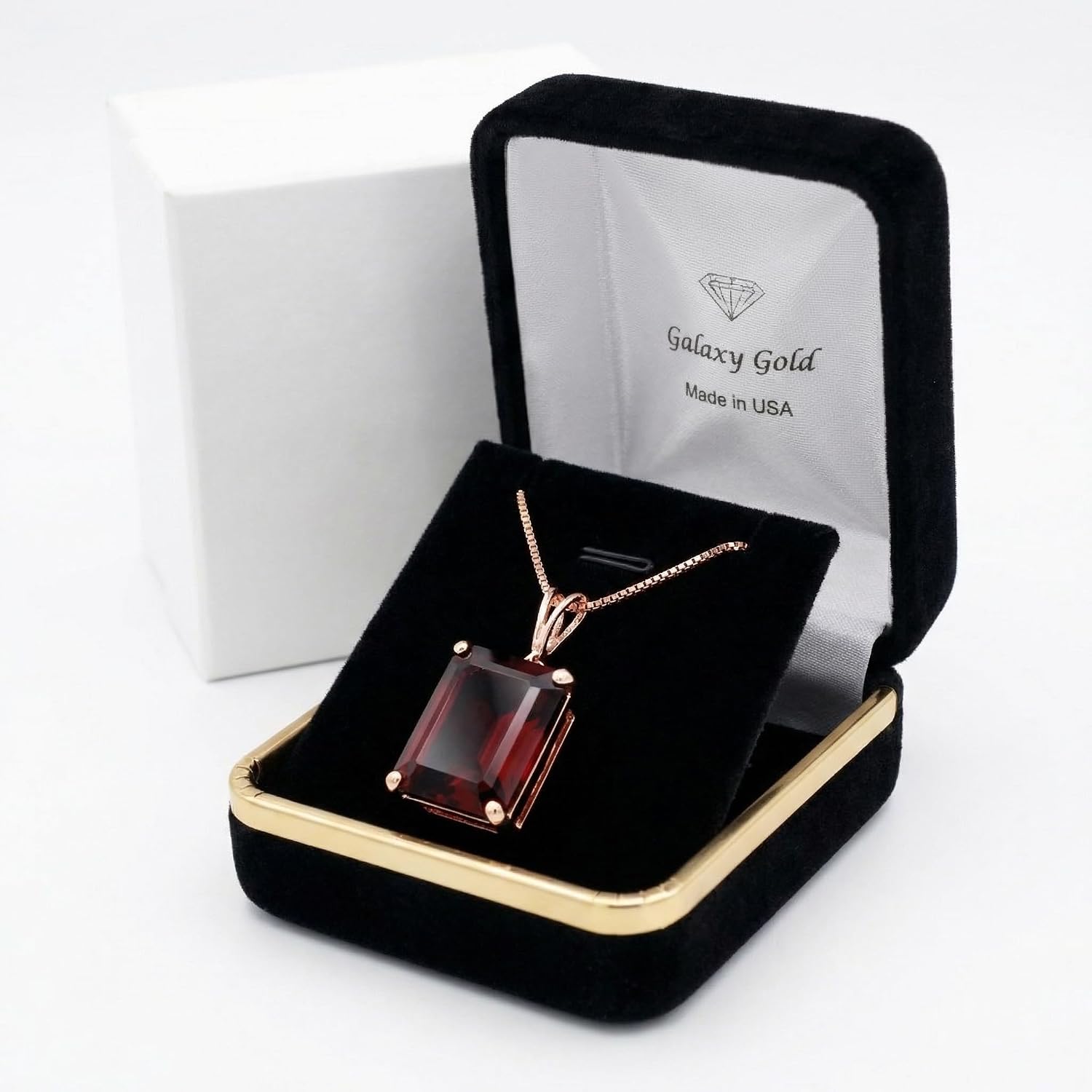 Galaxy Gold 14K Solid Gold 7.0 Carat Natural Garnet Pendant Necklace for Women - Yellow Gold Fine Jewelry