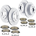 Acinoparts Front and Rear Brake Kit, Drilled and Slotted Brake Rotors Ceramic Brake Pads Suitable for Cadillac Escalade Chevy Silverado 1500 Tahoe GMC Yukon