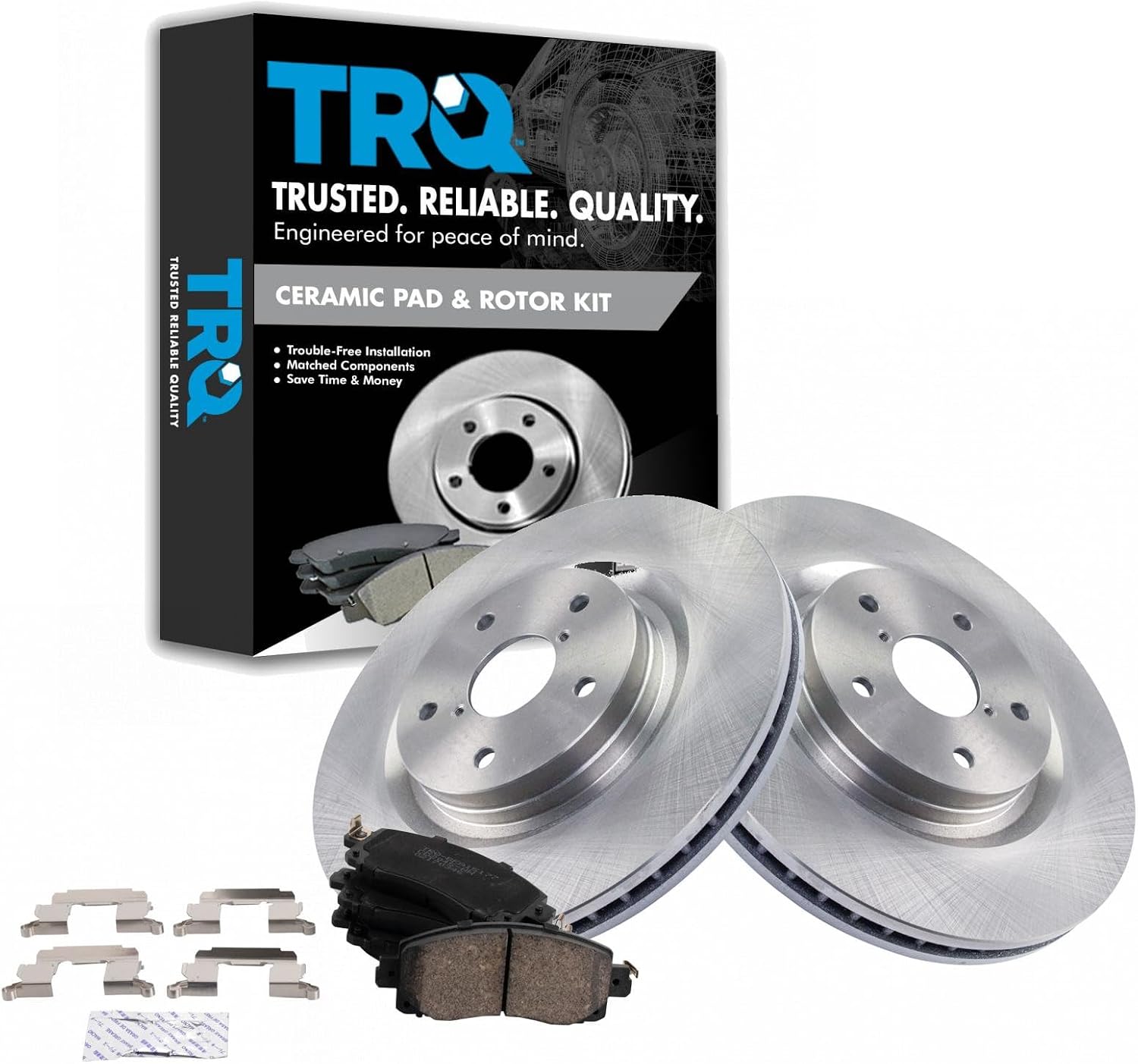 TRQ Front Ceramic Brake Pad and Rotor Set Compatible with 2019-2020 Subaru Forester Sport Limited Premium Touring 2021 Subaru Forester with 316mm Diameter Front Rotors