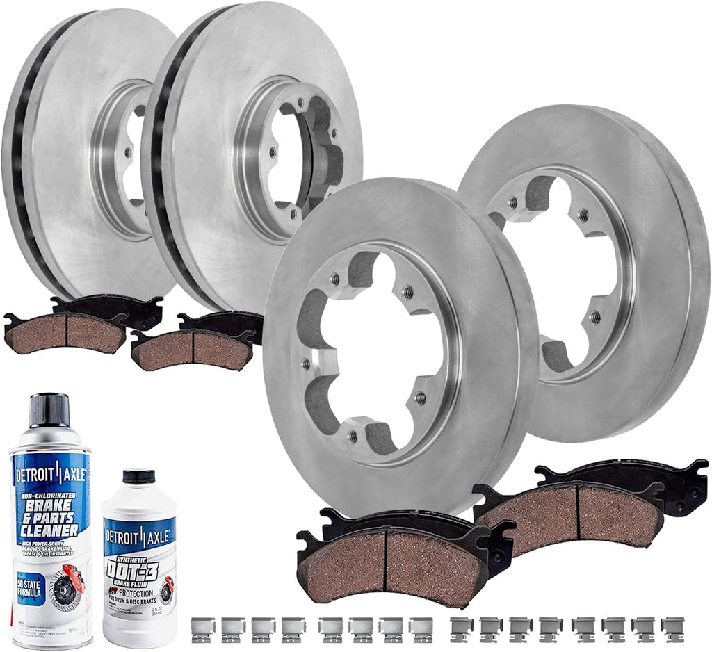 Detroit Axle - Brake Kit for 2015-2019 Ford Transit-150 Transit-250 Transit-350, Disc Brake Rotors Ceramic Brakes Pads with Hardware 2016 2017 2018 Replacement : 12.13' inch Front and Rear Rotors