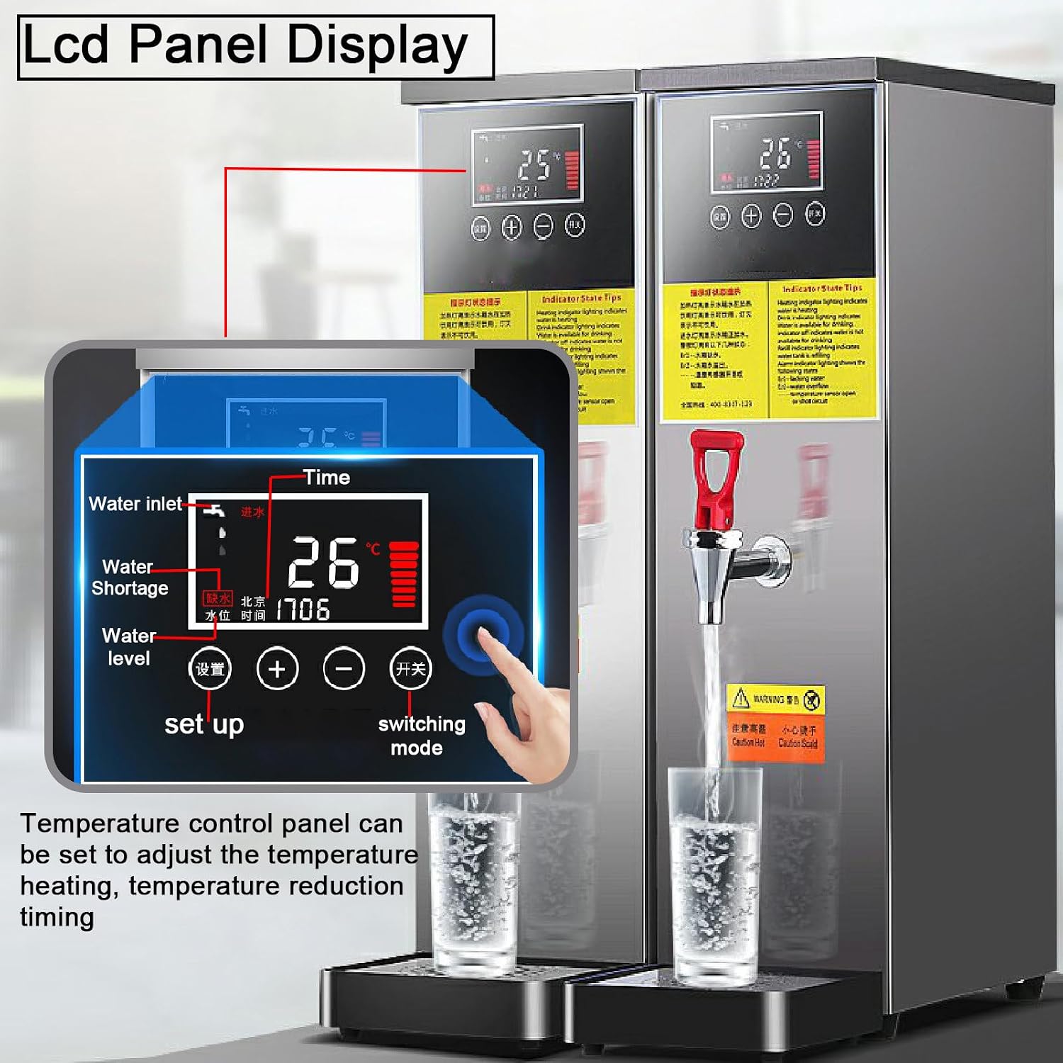 Commercial Water Boiler, Hot Water Dispensers, Electric Commercial Hot Water Dispenser, LCD Display, Quick Water Boiling in 20 Minutes (Silver 40l)