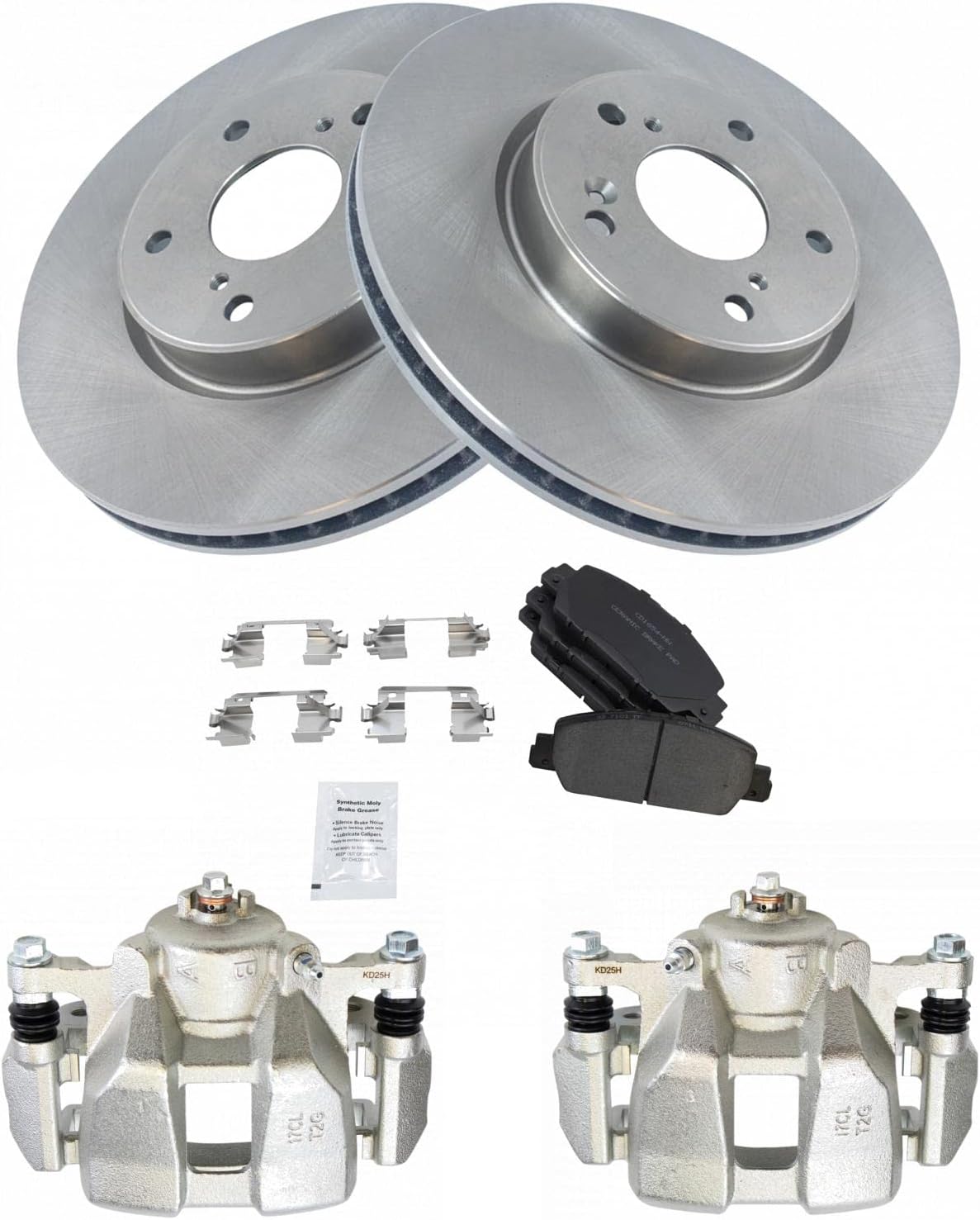 TRQ Front Brake Pad and Rotor Set Ceramic Vented Rotors Calipers Compatible with 2013-2022 Honda Accord 2016-2022 HR-V