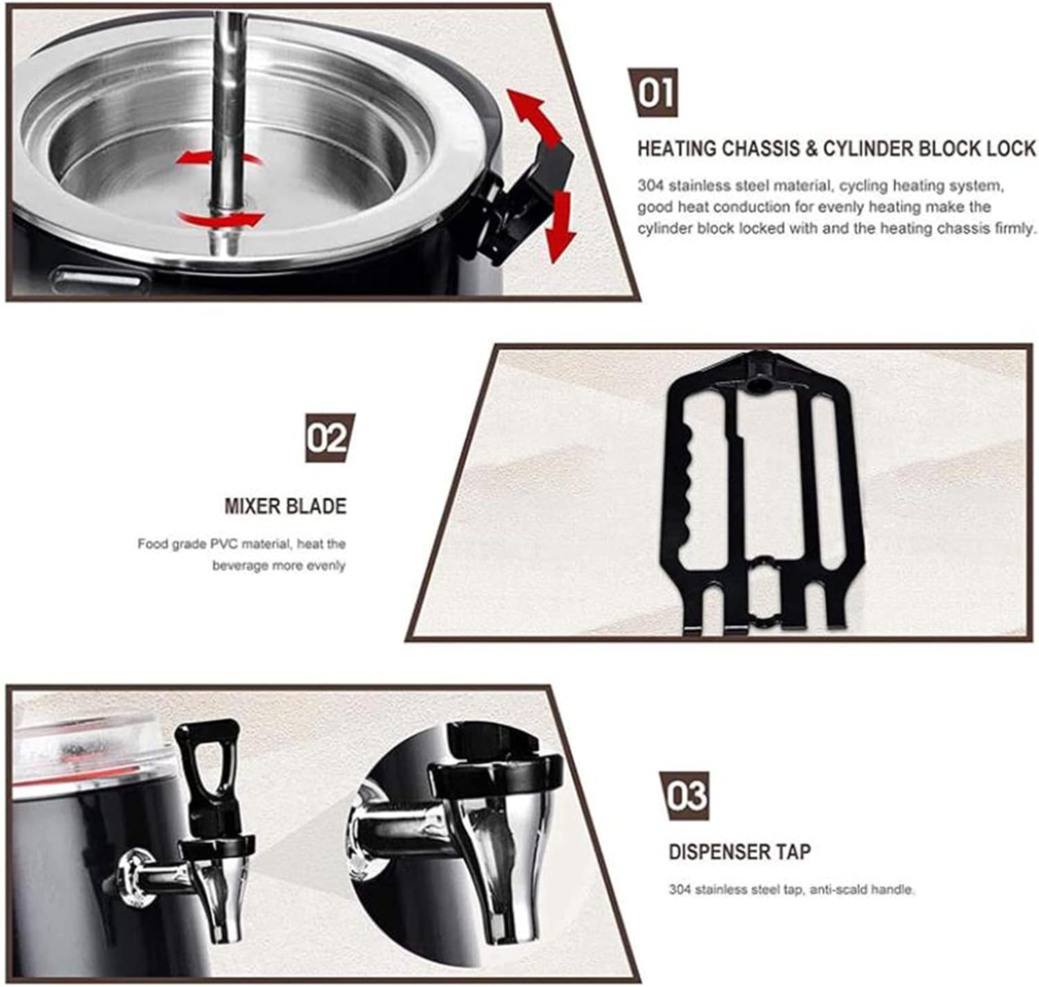 Hot Chocolate Maker Commercial Electric Machine Dispenser Warmer for Coffee Milk Tea Juice Heating