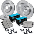 R1 Concepts Front and Rear Brake Kit Fits 2017-2019 Nissan Qashqai; 2014-2022 Nissan Rogue| Ceramic Pads, Blank Rotors| Hardware| 11.7' Front & 11.5' Rear