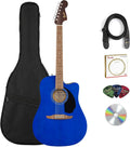 Fender California Redondo CE Acoustic-Electric Guitar - Saphire Blue Bundle with Gig Bag, Strap, Strings, Picks, and Austin Bazaar Instructional Video