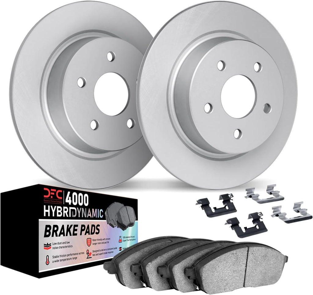 Dynamic Friction Company Rear Brake Kit Fits 2015-2024 Ford Edge; 2017-2020 Ford Fusion, Lincoln Continental, Lincoln MKZ| 4000 HybriDynamic Pads, Blank Rotors| Hardware| 12.4' Rear