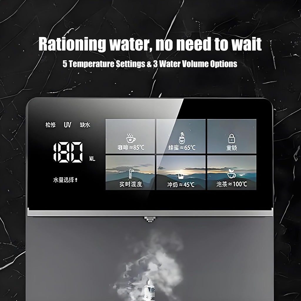 Wall Mounted Hot and Cold Water Dispenser, 3200W Instant Heat Water Cooler, 5 Precise Temperature Control, Intelligent Large Screen Touch, Child Lock(White)