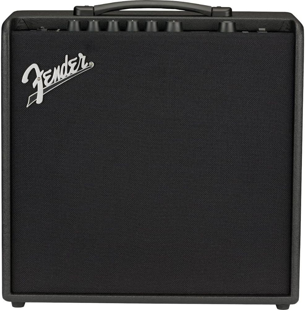 Fender Mustang LT50 Guitar Amplifier Bundle with Fender Joe Strummer Instrument Cable, Straight/Straight, Drab Green, 13ft