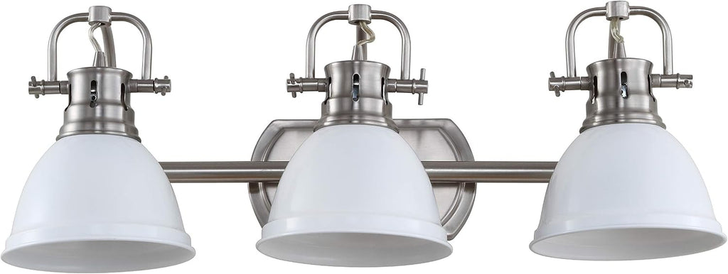 SAFAVIEH SCN4054B Roland Brush Nickel and White 3-Light Bathroom (LED Bulbs Included) Sconce, Nickle