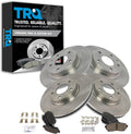 TRQ Front and Rear Brake Pad and Rotor Set Ceramic Vented Solid Rotors Compatible with 2016-2018 Mazda 6