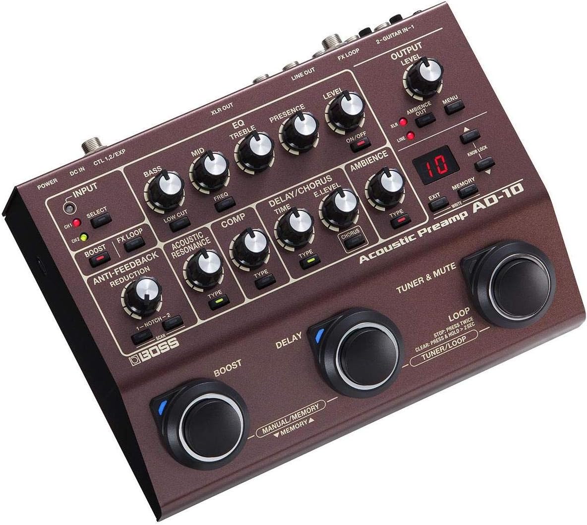 BOSS Acoustic Guitar Hardware (AD-10), Brown, Standard