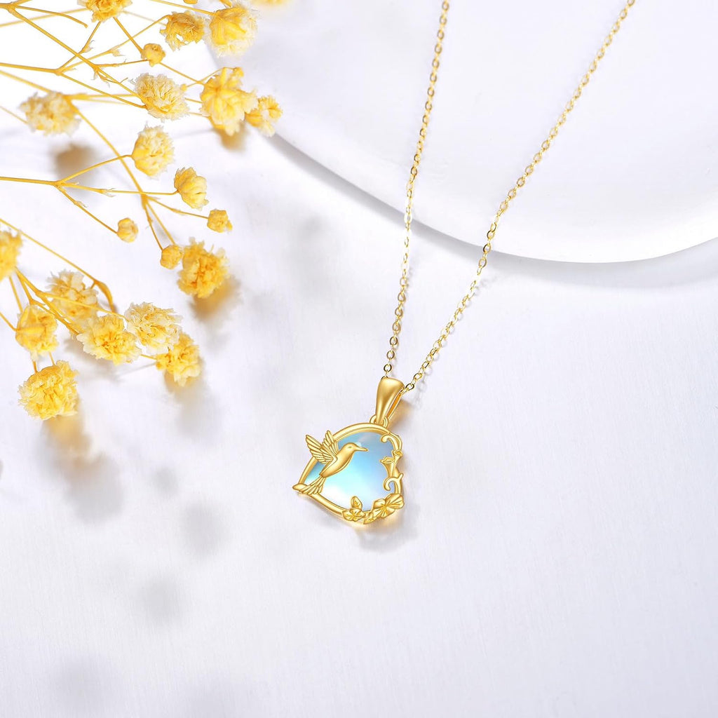 DOVRAN 14K Solid Gold Cat/Butterfly/Heart/Teardrop Necklace for Women 14K Gold Opal/Lapis Lazuli/Black Onyx Pendant Jewelry Gift for Women