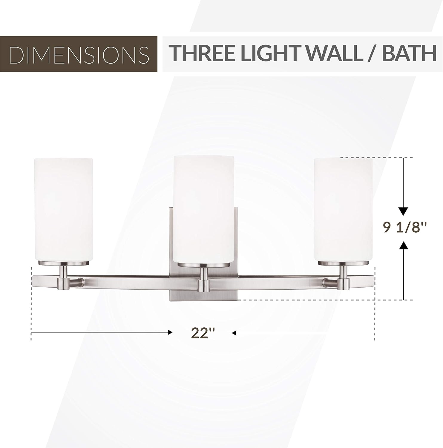 Generation Lighting 4424603-962 Alturas Three Light Wall/Bath Vanity Style Lights, Brushed Nickel Finish, 300 Total Watts, 9.125 Inch Height, 22 Inch Wide, Steel Construction