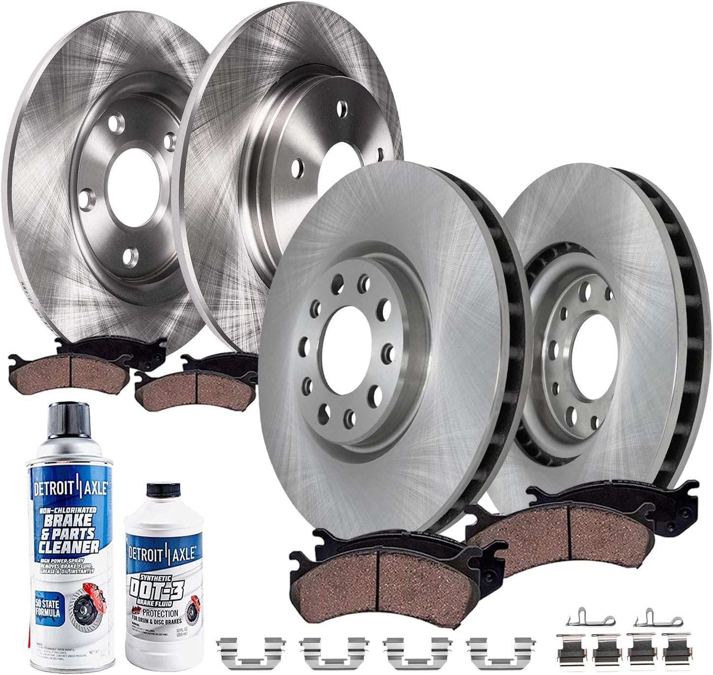 Detroit Axle - Brake Kit for Jeep Compass 2017, Disc Brake Rotors Ceramic Brakes Pads with Hardware Replacement : 12.01' inch Front and 10.31' inch Rear Rotor