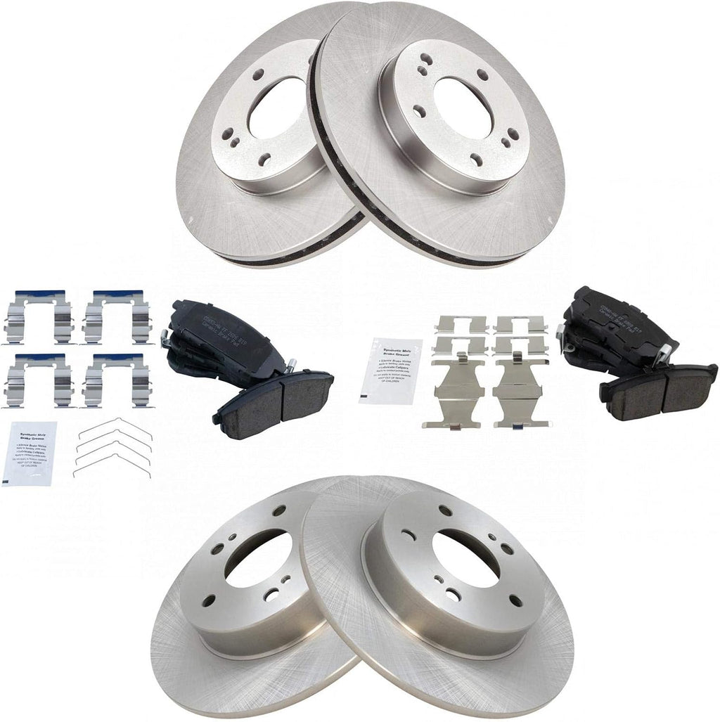 TRQ Front and Rear Brake Pad and Rotor Set Ceramic Vented Solid Rotors Compatible with 1999 Nissan Maxima