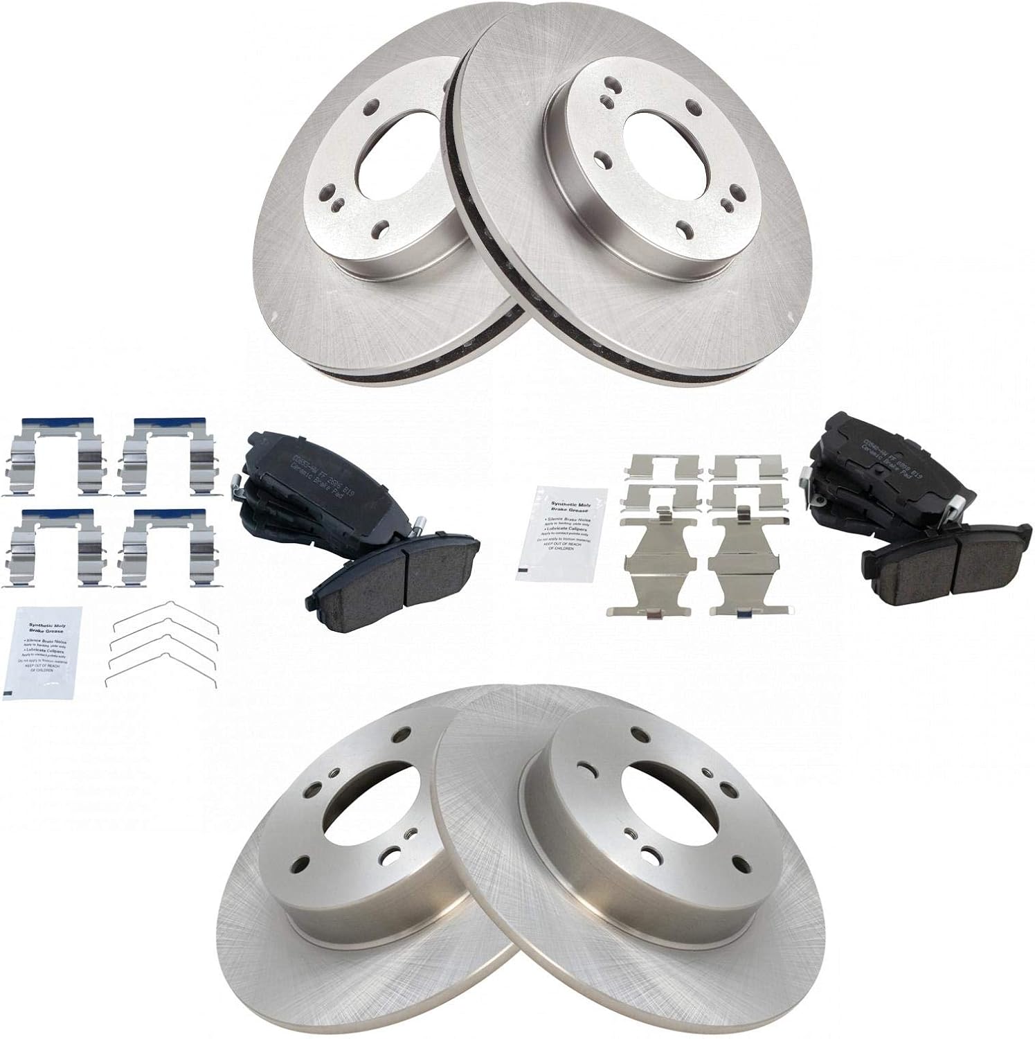 TRQ Front and Rear Brake Pad and Rotor Set Ceramic Vented Solid Rotors Compatible with 1999 Nissan Maxima