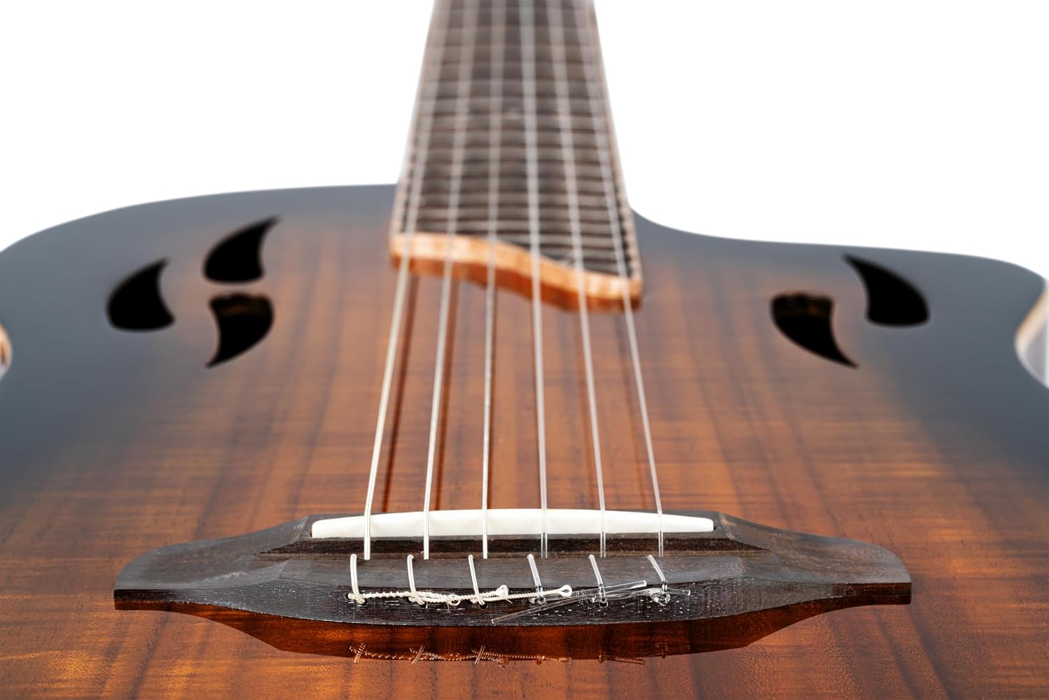 Ortega TourPlayer Deluxe Thinline Crossover Nylon-String Electric Guitar w/Pro gig bag, Acacia Gloss Burst (RTPDLX-ACA)