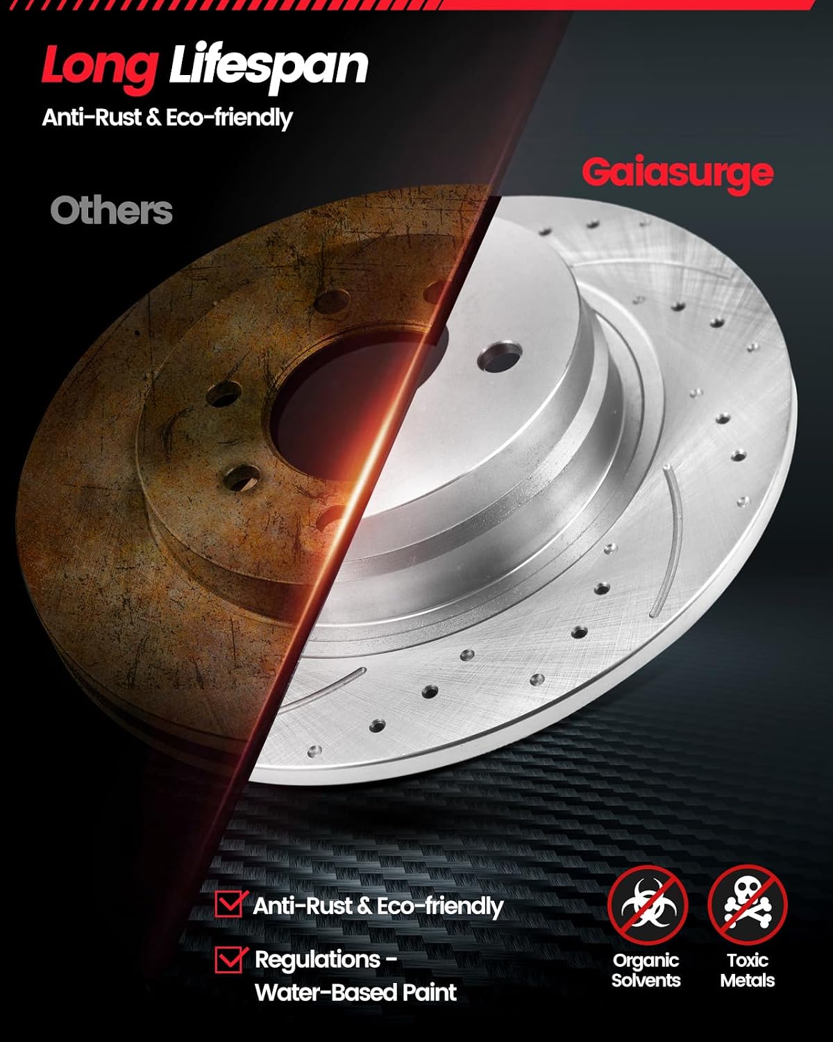 Rear Brakes and Rotors Kit Compatible with 2011-2020 Jeep Grand Cherokee, 2011-2020 Dodge Durango | 53061 & D1498-8698 | 329.9mm(13in)| Low Dust Noise Free-Drilled Slotted Brake Rotors Kit
